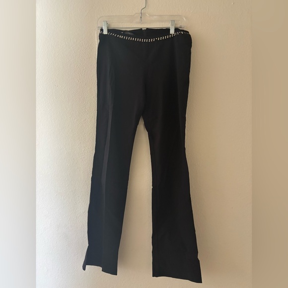 Vintage y2k forever 21 black silver rhinestone bell bottom trousers - Picture 1 of 4